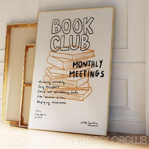 Stampa Club del Libro Scarica Stampa Pila di Libri Arte Murale Libresca Stampabile per Amante dei Libri