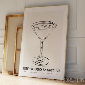 Espresso Martini Art Digital Download,Trendy Espresso Martini Print Bar Print, Cocktail Recipe Wall Art Printable, Bar Cart Art