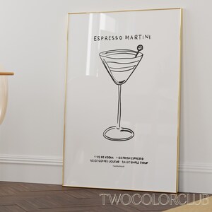 Espresso Martini Print Download Cocktail Print Cocktails Recipe Wall Art Bar Cart Art Print Espresso Martini Digital Print