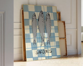 Trendy Sardines Pop Art Print, Kitchen Decor (Digital Download)