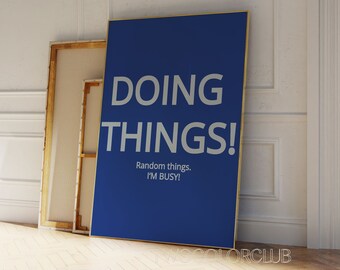 Impresión tipográfica "Doing Things", tipografía azul y beige (descarga digital)