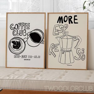 Kaffee Print Set, Espresso & Moka Kanne Kunst (Digitaler Download)
