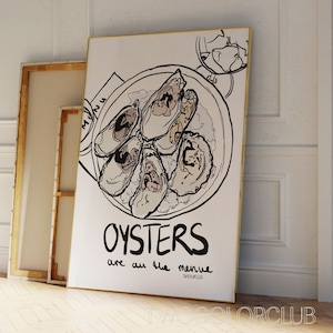 Oysters Print Art Digital Download Oysters Are On The Menue Printable Cool Kitchen Art Print Seafood Lover Art