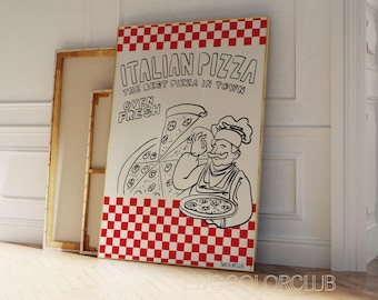 Włoska pizza – wydruk artystyczny: plakat z jedzeniem w stylu vintage (do pobrania w wersji cyfrowej)