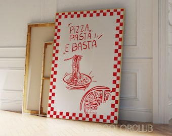 Pizza Pasta e Basta Print, włoska sztuka ścienna do kuchni (pobranie cyfrowe)