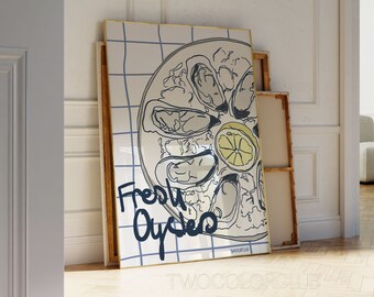 Frische Austern, Küche Poster, Fisch Kunst (Digitaler Download)