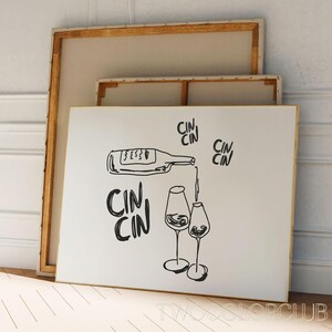 Cin Cin プリント ダウンロード ワインアート 風景 バーカートプリント 芸術的なキッチンプリント Cin Cin プリント可能