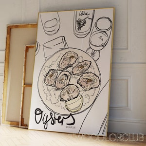 Oyster Print Digital Download, Oyster Plate Printable, Cool Kitchen Art Print, Seafood Lover Gift