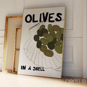 Olives Shell Print Download Modern Olives Print Cool Kitchen Art Printable