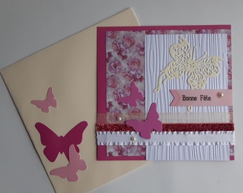 Carte artisanale, Fête des mères, Fête des grands-mères, Amour, carte avec enveloppe