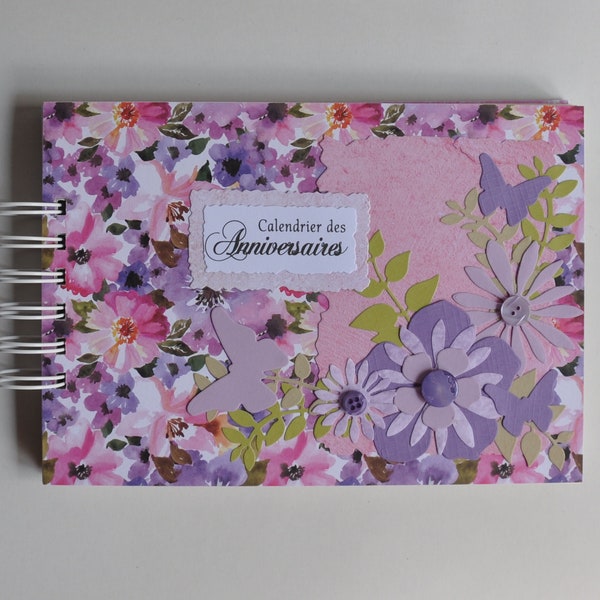 Calendrier perpétuel, calendrier des anniversaires, agenda, papillons, scrap, anniversaire