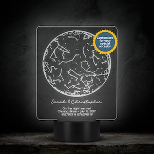 Custom Star Map By Date Couples Gift Night Light First Where We Met The Gift Chart Engagement Birthday Anniversary Constellation Etched Sky