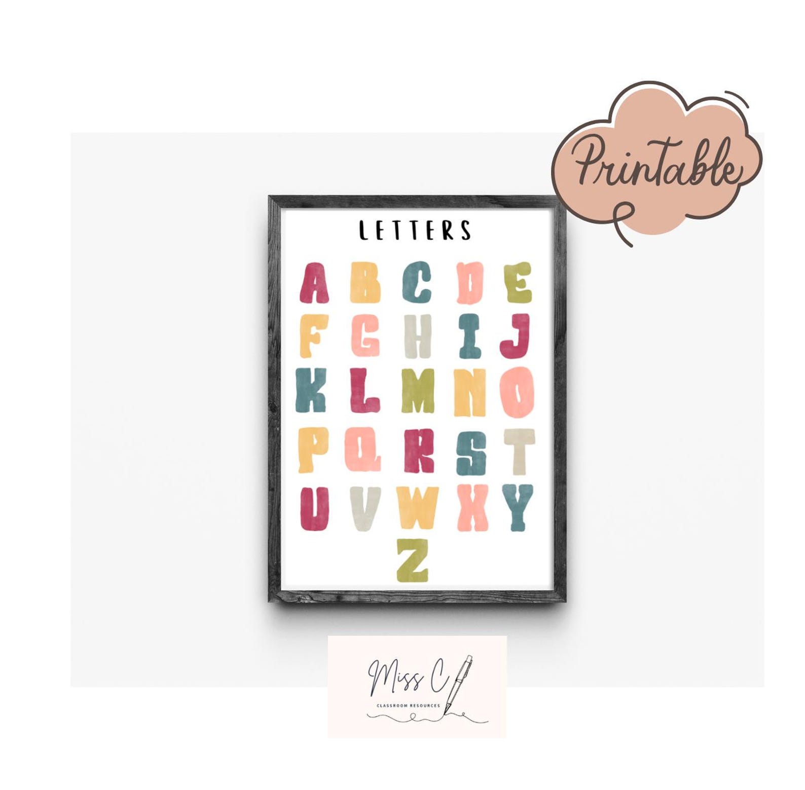 Letters of the Alphabet Poster Printable, Classroom Decor, Kids Wall ...