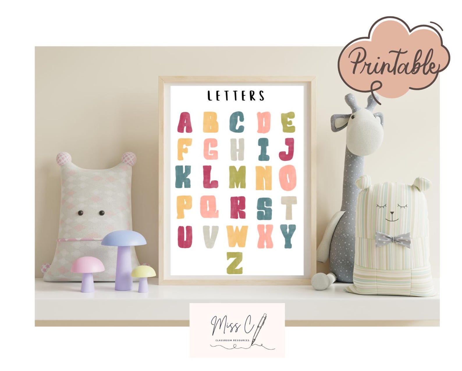 Letters of the Alphabet Poster Printable, Classroom Decor, Kids Wall ...