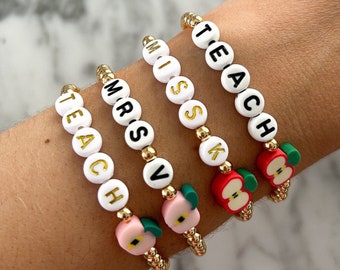 Personalized Teacher Gift Thank You Gift for Teacher Bracelet Teacher Custom Gift New Teacher Appreciate Gift Bulk Teacher End of Year Gift