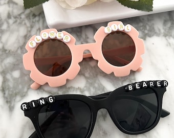 Personalized Sunglasses for Boy Ring Bearer Outfit Idea for Flower Girl Gift Wedding Party Sunnies for Petal Princess Proposal Bridal Party
