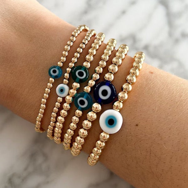 Evil Eye Jewelry Gold Evil Eye Bracelet Protection Gift for Women Spiritual Gift For Her Greek Eye Bracelet for Protection Amulet Bracelet