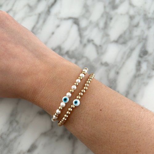 14k Gold Plated Bracelet Evil Eye Protective Jewelry Good Vibes Gift Greek Eye Jewelry Mati Gift Traditional Greek Protective Eye Bracelet