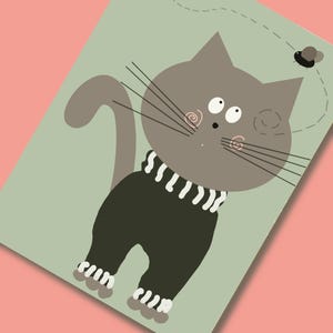Carte postale de chat mignon avec enveloppe brune | Cartes postales d'appréciation|  de célébration | Carte animaux