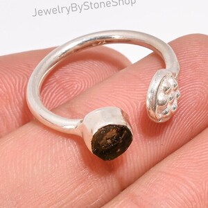 Rough Moldavite Hexagon Ring 925 Sterling Silver Jewelry Healing Moldavite Meteorite Ring Dainty Gemstone Ring Birthday Gift For Lover