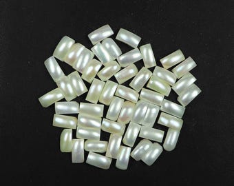Freshwater Pearl Gemstone Natural White Rectangle Cabochon Flat Back Cabs Calibrated Stone for Jewelry