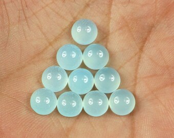 Natural Chalcedony Gemstone Round Aqua Flat Back Wholesale Lot