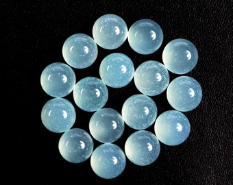 AAA Blue Chalcedony Gemstone Round Cabs Calibrated Stone