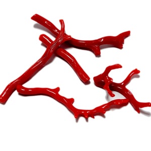 Red Coral Stick Beads: Natural Italian Gemstone, Jewelry Making (56MM-95MM, 5pcs)