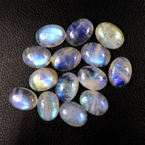 Natural Rainbow Moonstone Oval Flat Back Cabochon Loose Gemstone 3x5,4x6,5x7,6x8,7x9,8x10,9x11,10x12,10X14,12X16,13X18,15X20 MM