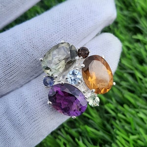 Two Three Four Birthstone Ring in Solid Silver, Personalized Jewelry, Unique Birthstone Ring, Multi Stone Ring Anniversary gift