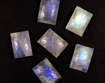Rainbow Moonstone Cabochon: Rectangle Gemstone for Jewelry Making