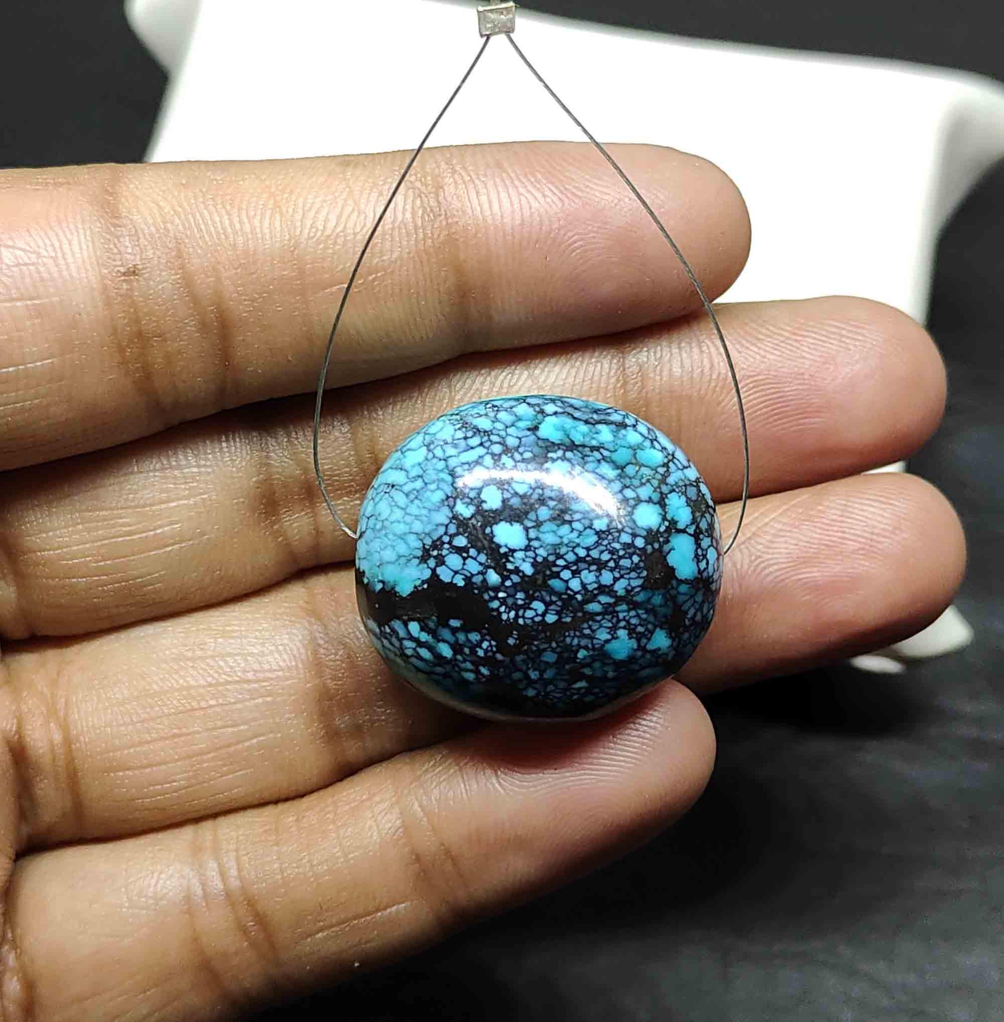 ＊Tibet turquoise tumble type Tibetan Turquoise Oval Tumble Bead: Natural Gemstone Pendant (27