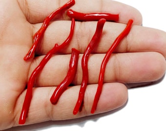 Natural Italian Red Coral Stick Beads: Jewelry Making Supplies (42MM-72MM)