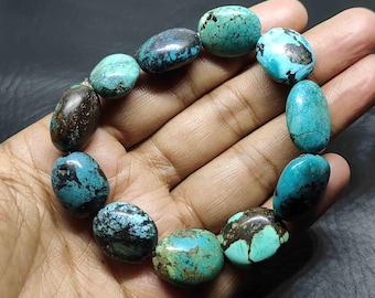 Turquoise Bead Bracelet: Natural Tibetan Tumble Stone Jewelry