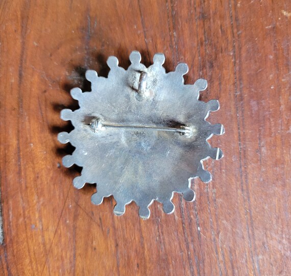 Zuni mosaic brooch with pendant loop. - image 2