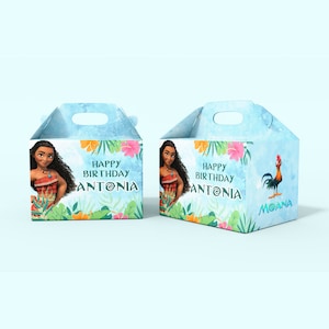 Moana birthday Gable box | Luxury Favor box | Your own text | x12