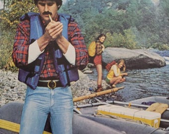 Anuncio impreso de la revista Camel Filters de 1979: Arte mural vintage de aventuras al aire libre.