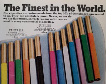 Anuncio de cigarrillos de lujo de Nat Sherman, años 70. Coleccionable original, arte retro para pared, decoración de bar.