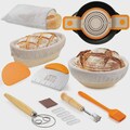 Sourdough Bread Proofing Kit – 14 Piece Banneton Basket Set with Lame, Dough Whisk & Tools