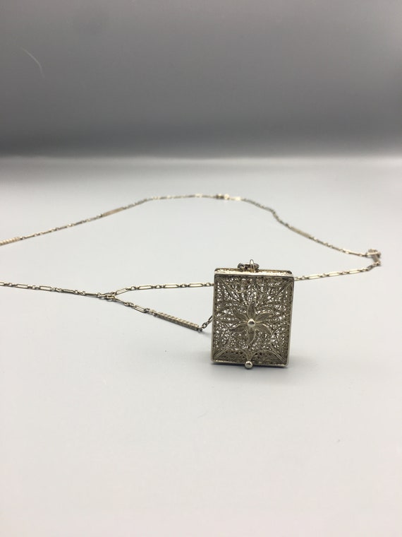 Antique Necklace Silver Filigree Pendant Jewelry