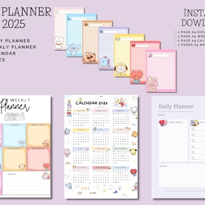 BTS Planner | Bts planner set | Bts Daily Planner | Bts Weekly Planner | Bts Calendar |Bts notes| bt21 planner |bts sticker| Digital dowload