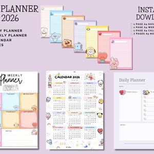 BTS Planner | Bts planner set | Bts Daily Planner | Bts Weekly Planner | Bts Calendar |Bts notes| bt21 planner |2026| Digital dowload