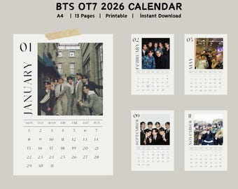 BTS Calendar | Bts 2026 calendar | Bts Planner | Bts Calendar | Bts notes | bts daily planner | BTS | bts weekly planner | Digital dowload