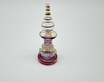 Hand Blown Egyptian Glass Perfume Bottle.  With Stopper