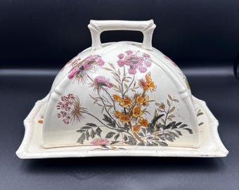 19th Century Antique Victorian Porcelain Cheese Dish And Base