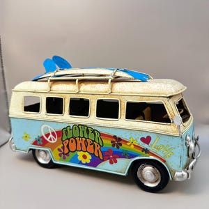VW Camper Flower Power Model. Distressed Aged Look