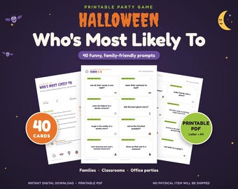 ハロウィン「誰が一番～しそう？」カード、家族みんなで楽しめる40種類の質問（PDF）