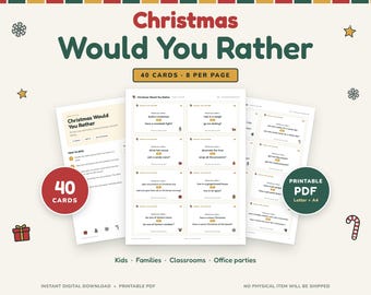 クリスマス版「どっちを選ぶ？」カード：ホリデーシーズンの会話のきっかけとなる40の質問（PDFダウンロード）