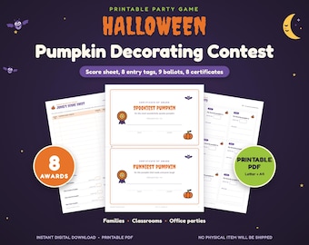 ハロウィンかぼちゃ飾りコンテスト用印刷物、採点シート、投票用紙、賞状（PDF）