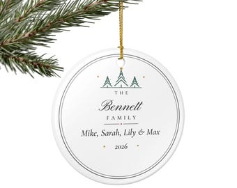 Family Name Christmas Ornament 2026, Personalized with First Names, Custom Keepsake Gift for Grandparents